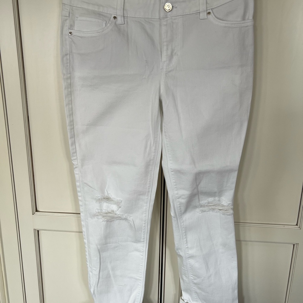 White House Black Market Straight Leg White Jeans